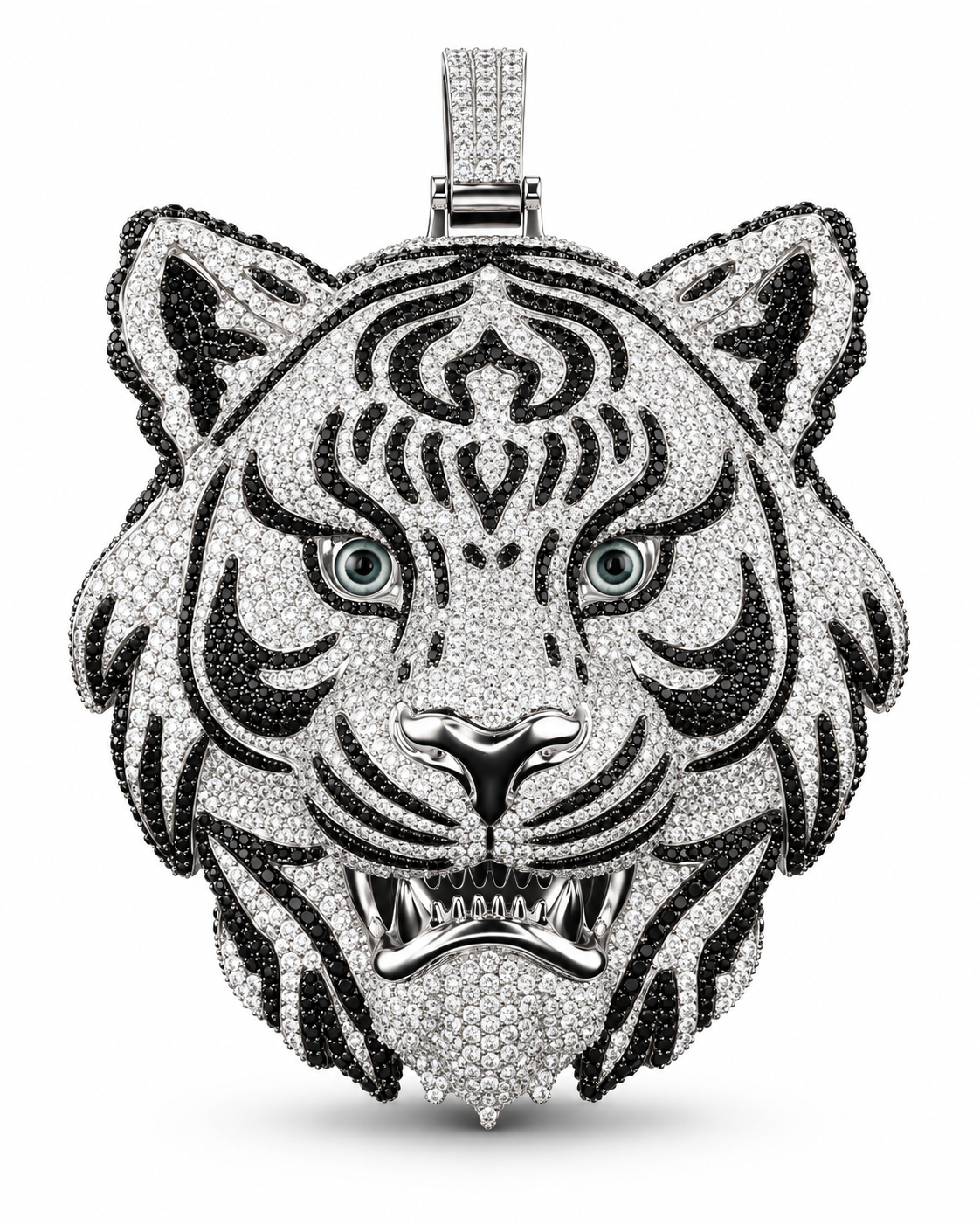 Custom Iced Out Tiger Head Pendant | Made to Order