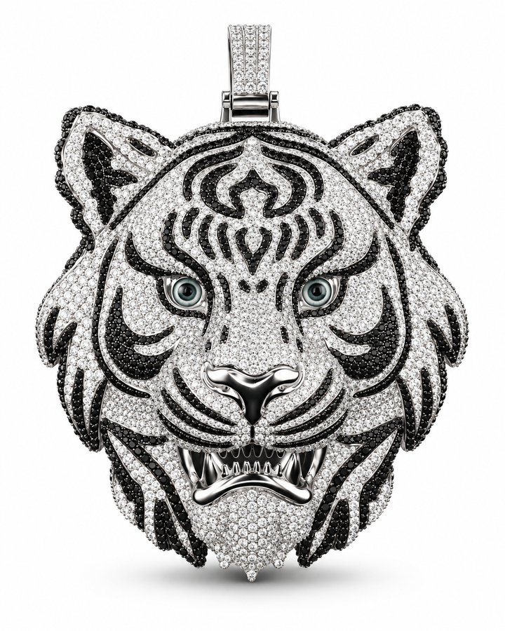 Custom Iced Out Tiger Head Pendant | Made to Order