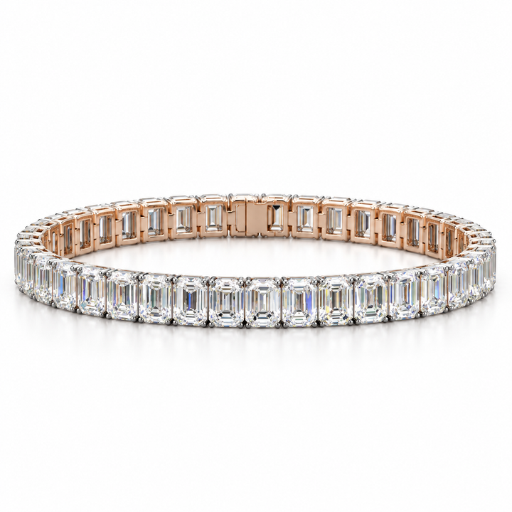 Two-Tone Emerald-Cut Prong-Set Tennis Bracelet