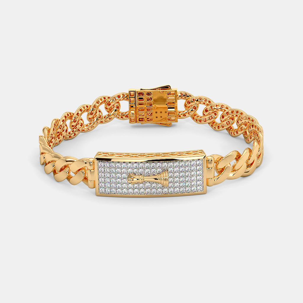Chess King ID Plate Diamond Cuban Bracelet