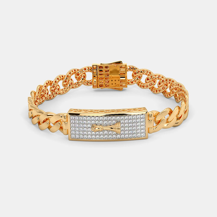 Chess King ID Plate Diamond Cuban Bracelet