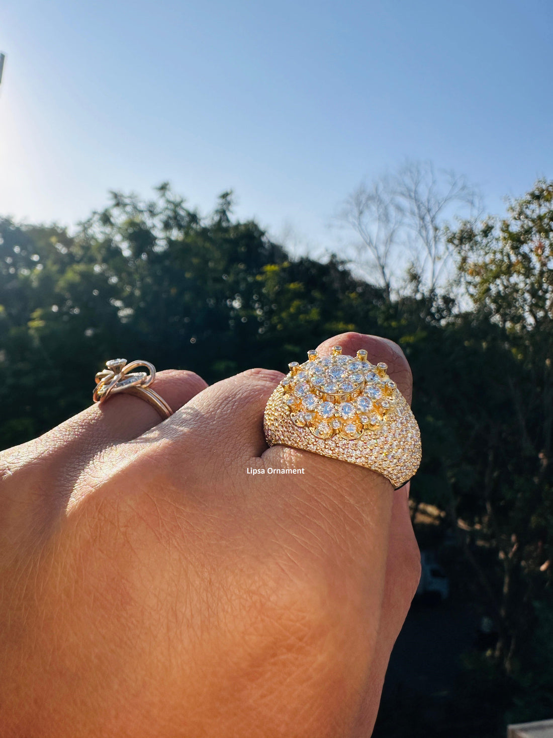 Custom Iced-Out Oval Cluster Statement Diamond Ring