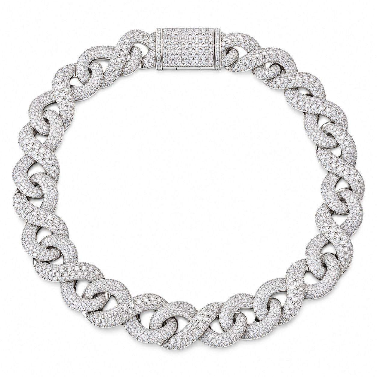 Iced Out Baguette & Round Stone Cuban Link Chain | Custom Hip Hop Jewelry