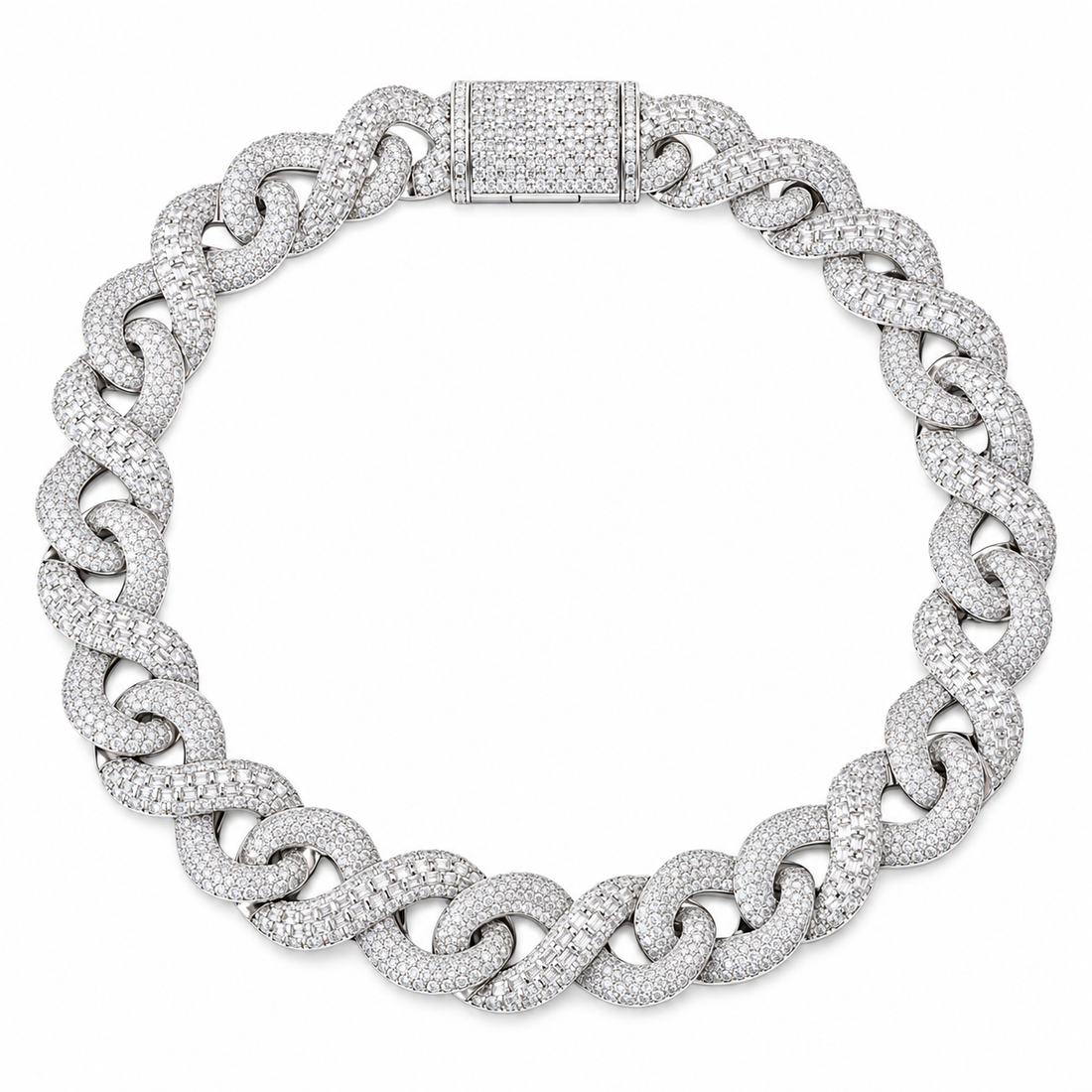 Iced Out Baguette & Round Stone Cuban Link Chain | Custom Hip Hop Jewelry