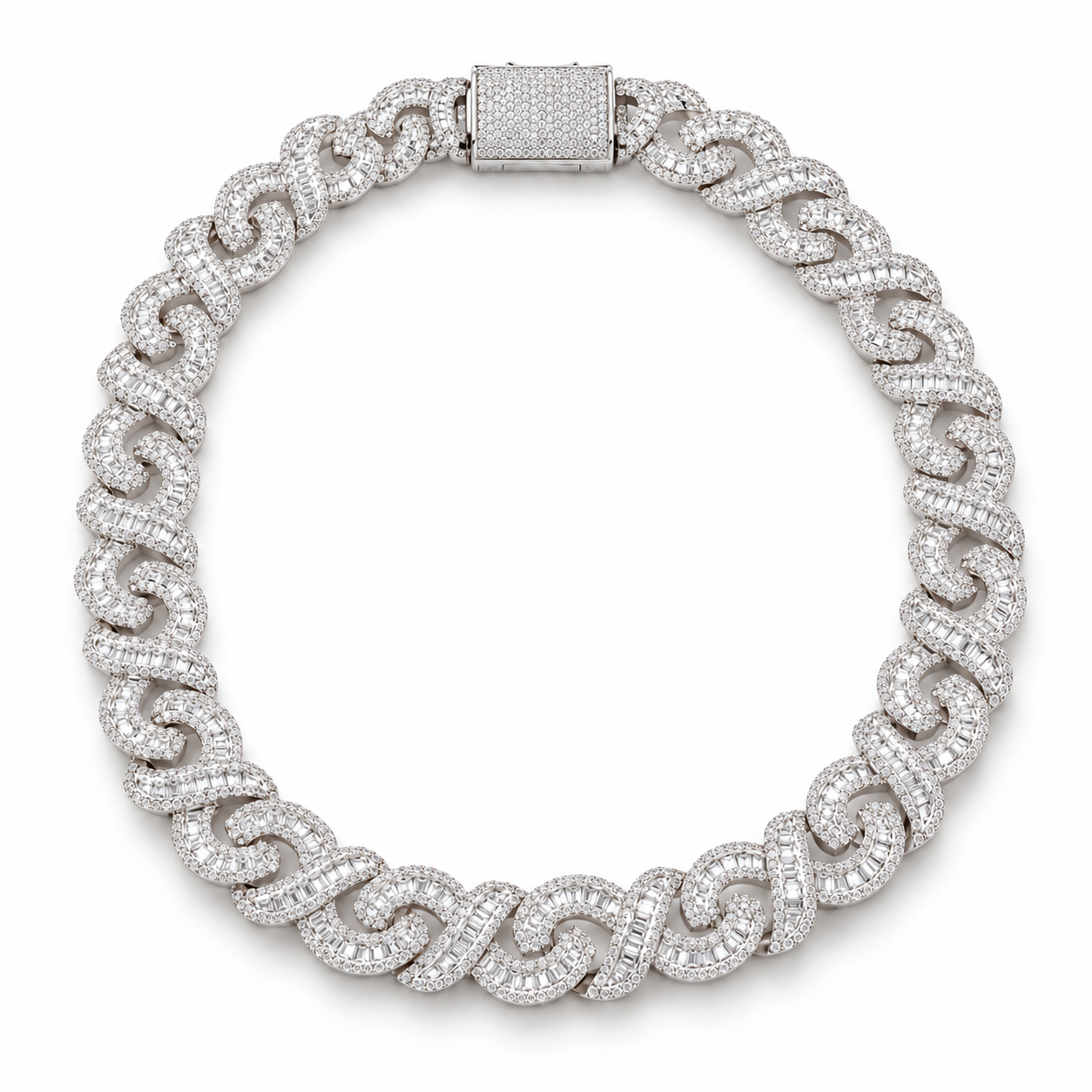 Iced Out Baguette S Link Chain Necklace | Custom Hip Hop Jewelry
