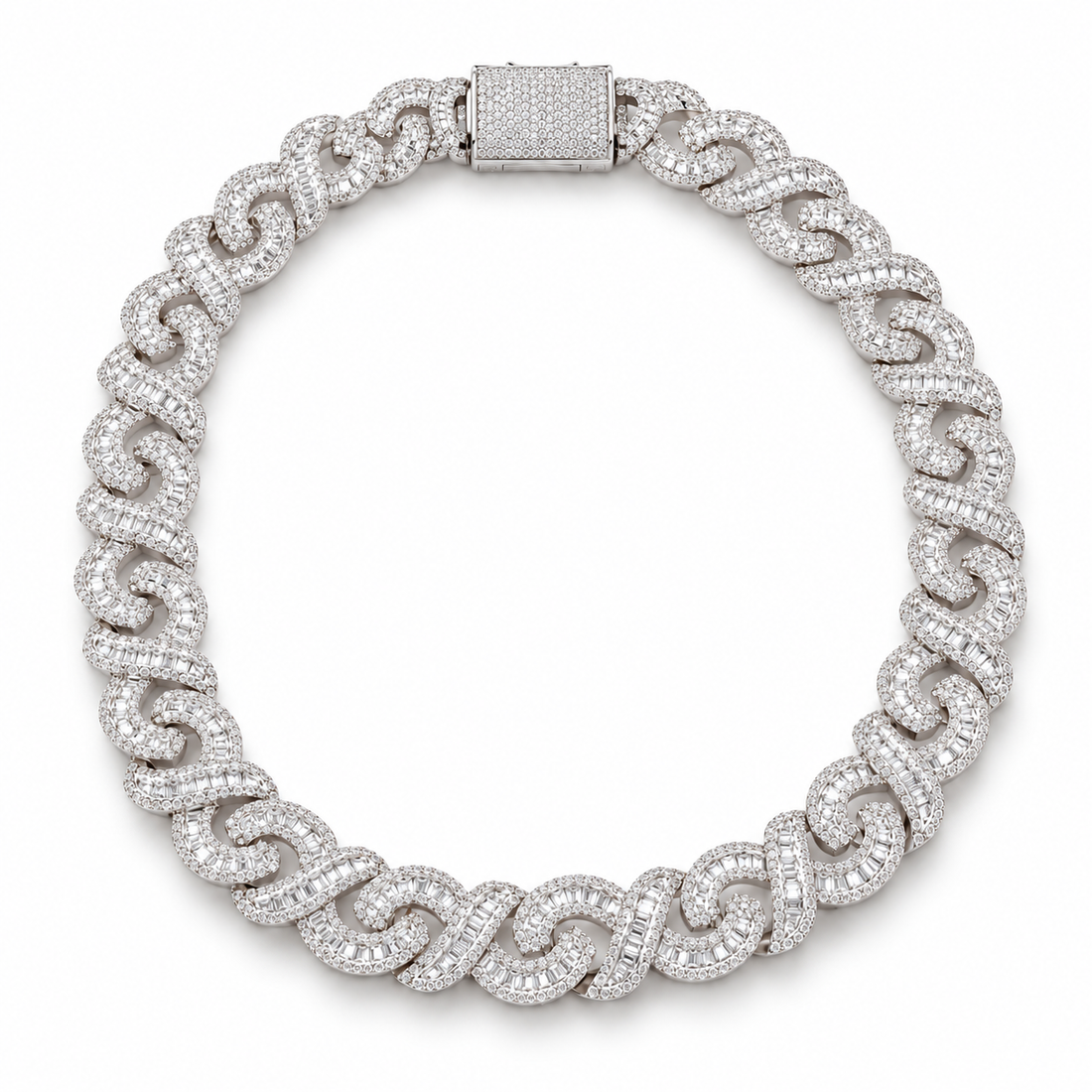 Iced Out Baguette S Link Chain Necklace | Custom Hip Hop Jewelry