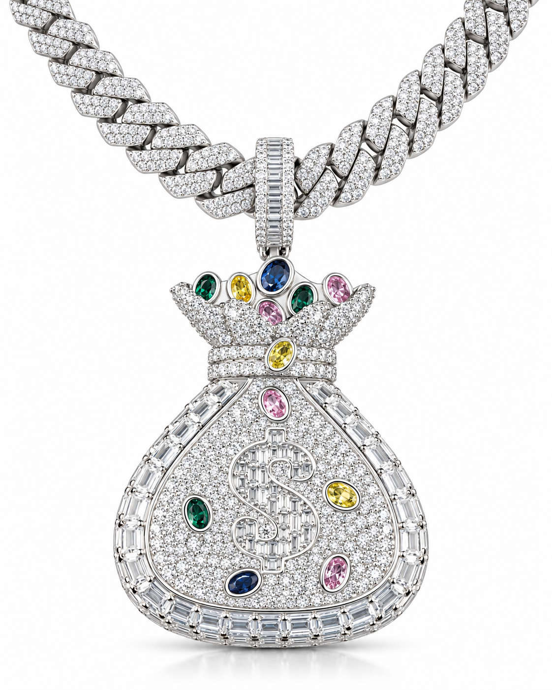 Custom Iced Out Money Bag Dollar Sign Pendant
