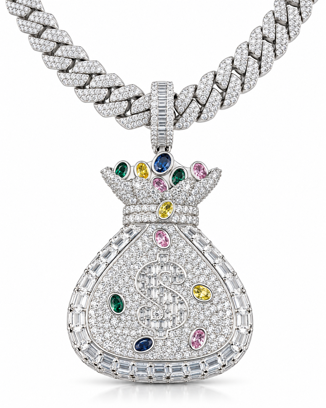 Custom Iced Out Money Bag Dollar Sign Pendant