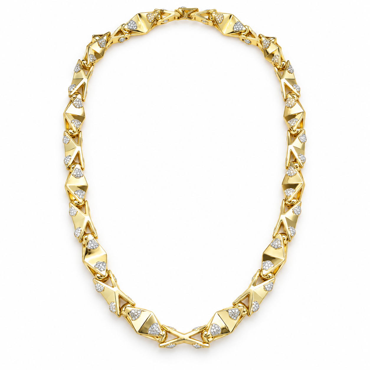 Geometric Triangle Pavé Gold-Tone Statement Necklace