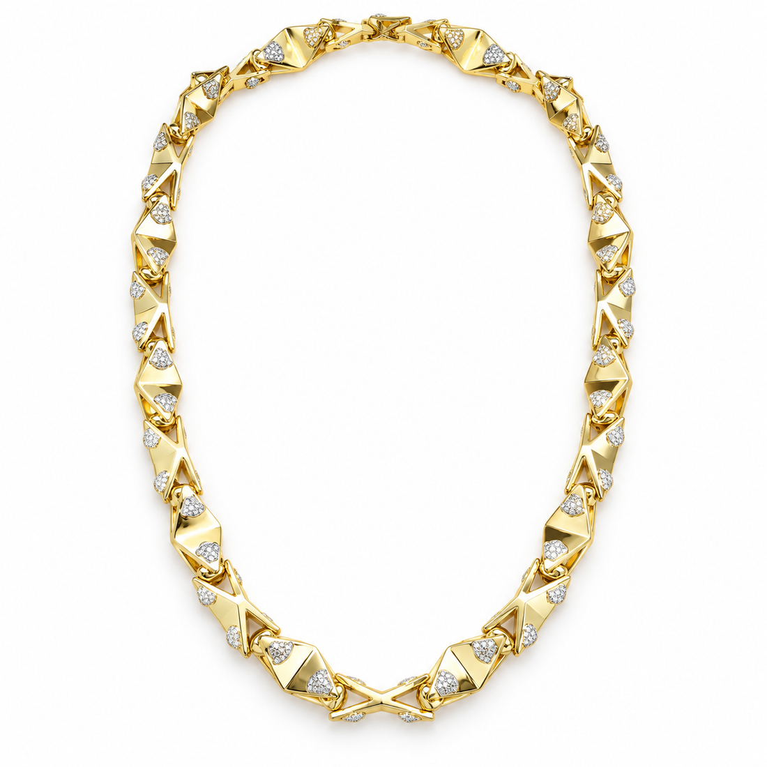 Geometric Triangle Pavé Gold-Tone Statement Necklace