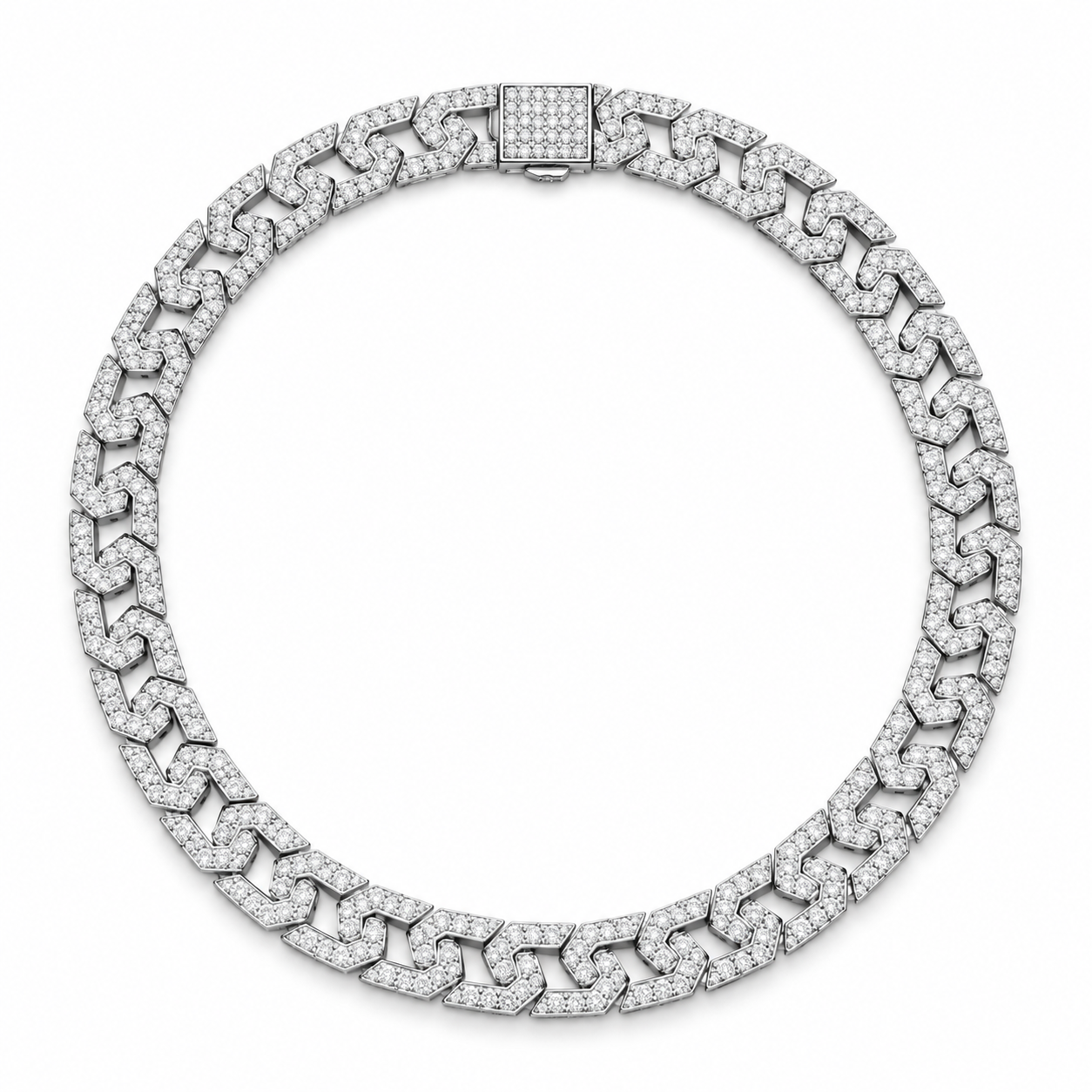 Iced Out Geometric Link Chain Necklace | Custom Hip Hop Jewelry