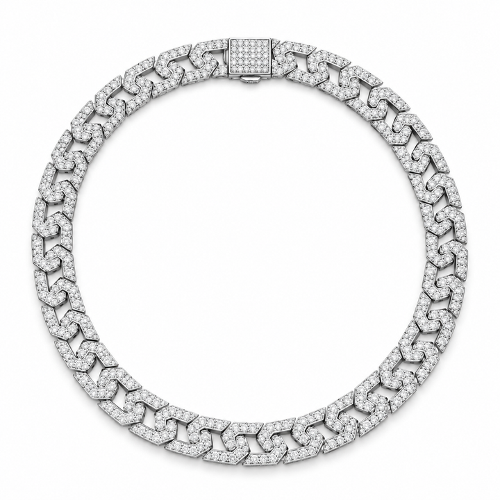 Iced Out Geometric Link Chain Necklace | Custom Hip Hop Jewelry