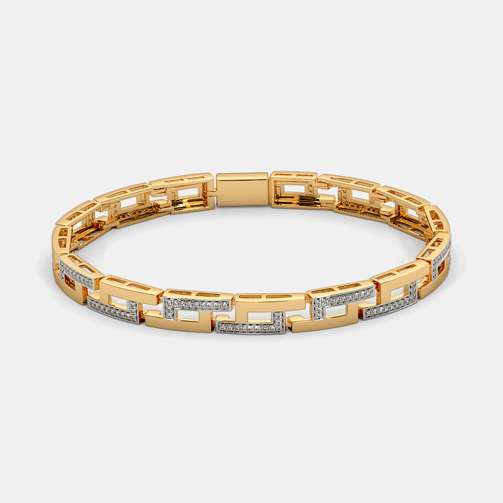 Greek Key Diamond Two-Tone Gold Bracelet
