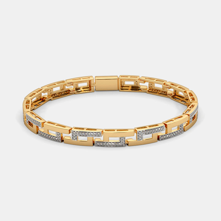 Greek Key Diamond Two-Tone Gold Bracelet