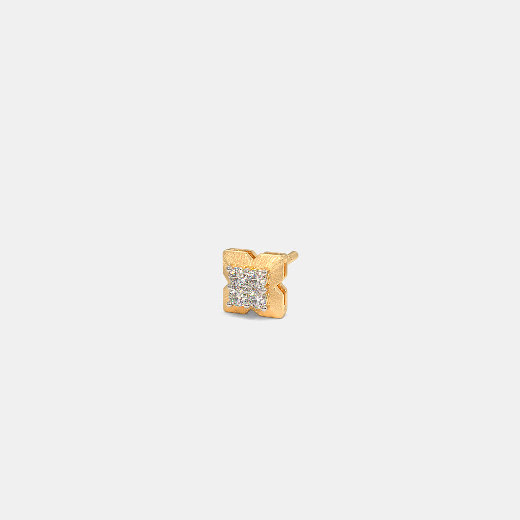 Textured Cross Quad Diamond Stud Earring
