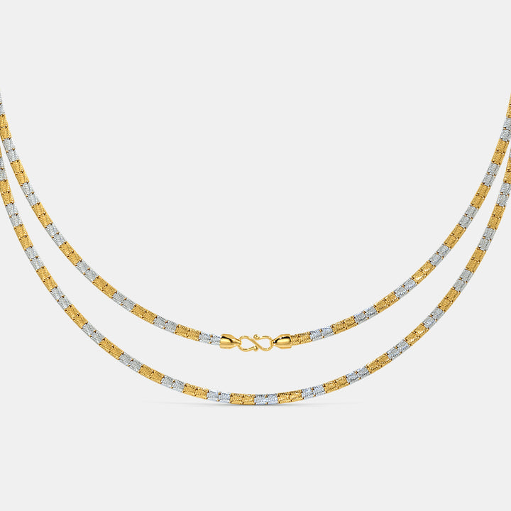 Two-Tone Dual Textured Segmented Gold Chain