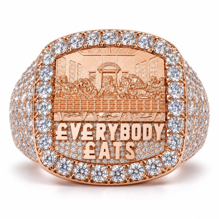 Everybody Eats Last Supper Iced Out Hip Hop Statement Ring