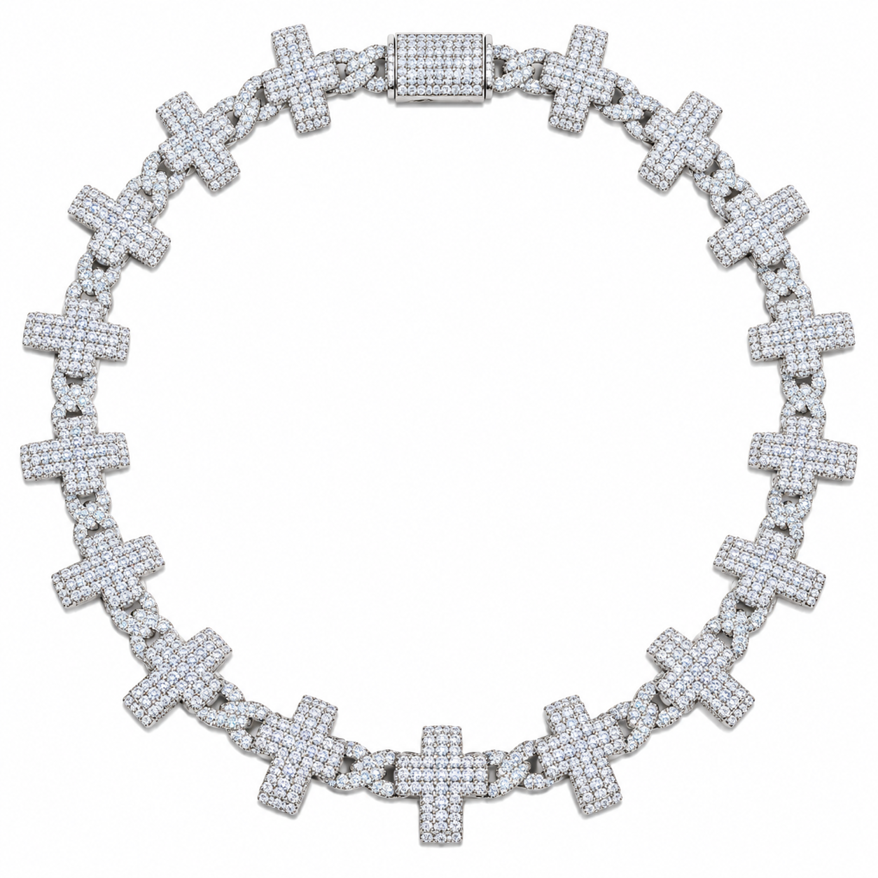 Iced Out Cross Link Chain Necklace | Custom Hip Hop Jewelry