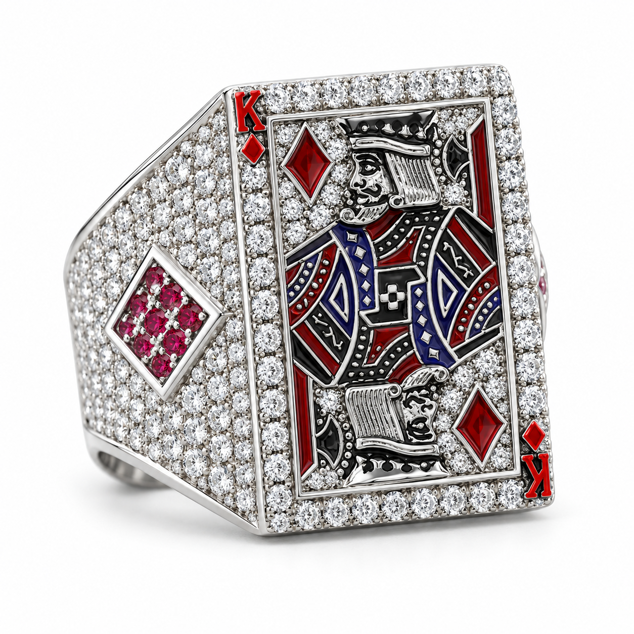 King of Diamonds Playing Card Iced Out Hip Hop Statement Ring