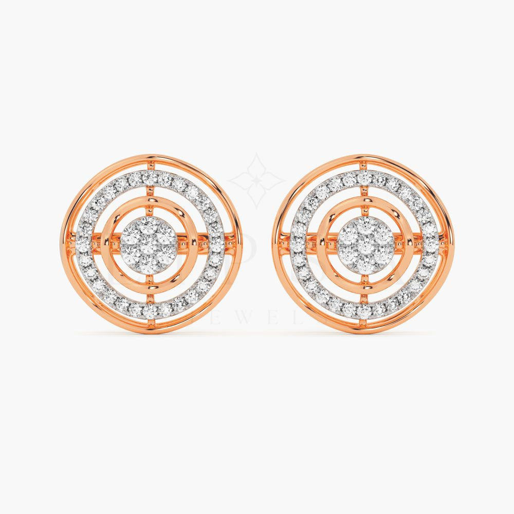 Concentric Circle Halo Stud Earrings