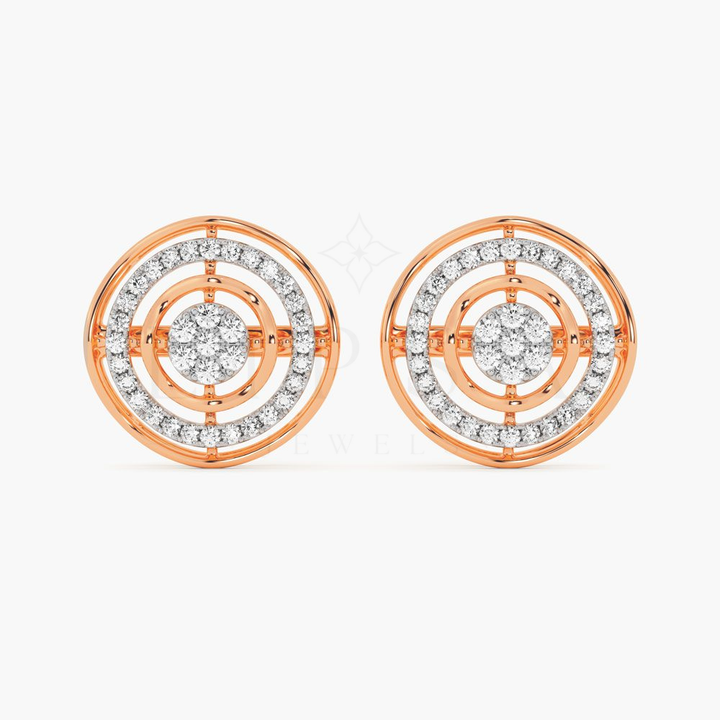 Concentric Circle Halo Stud Earrings