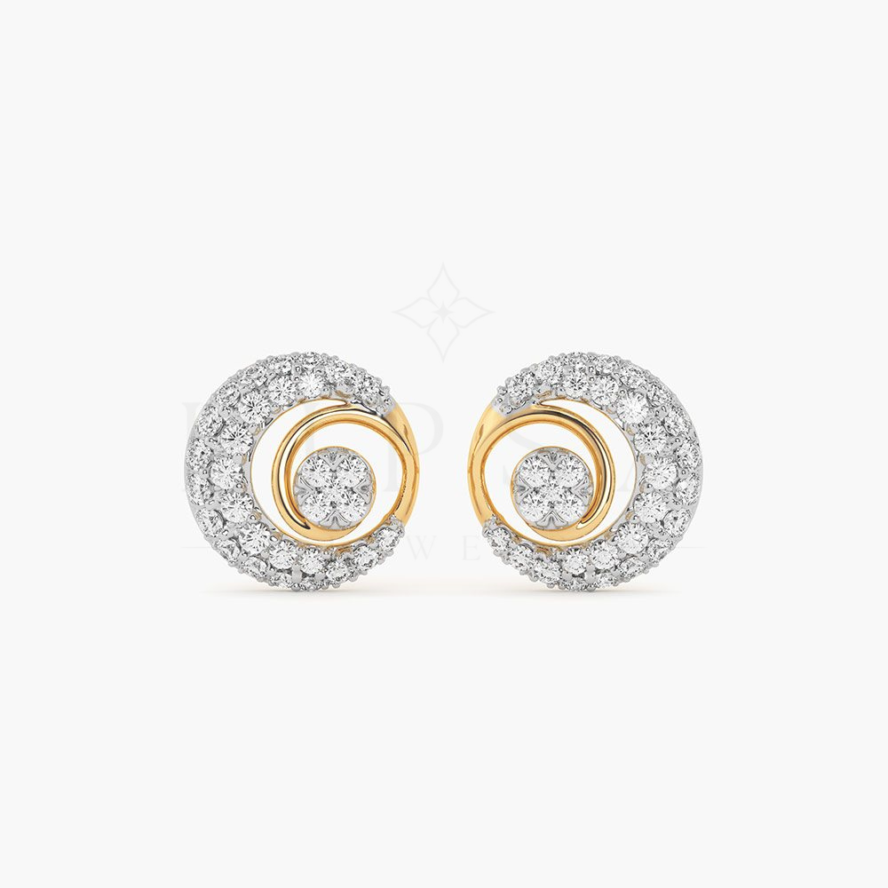 Round Moissanite Spiral Swirl Stud Earrings
