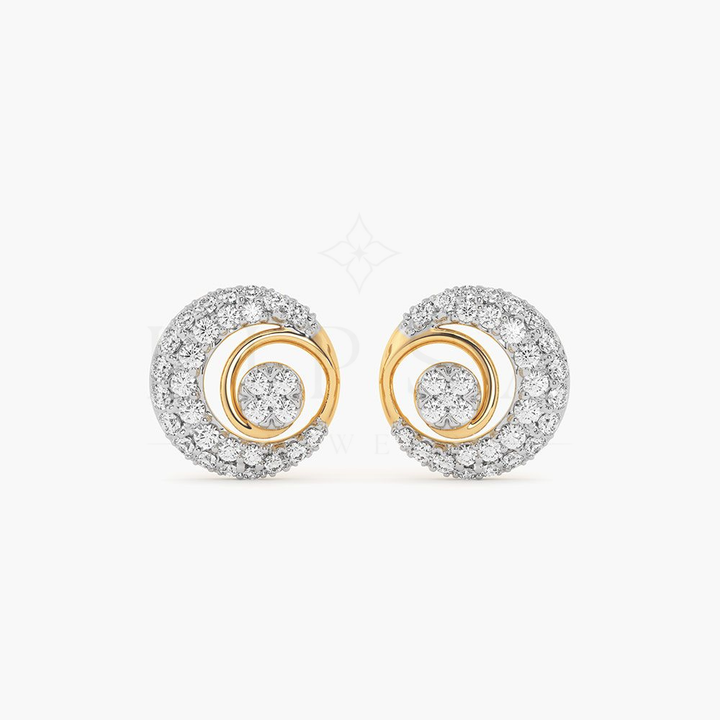 Round Moissanite Spiral Swirl Stud Earrings