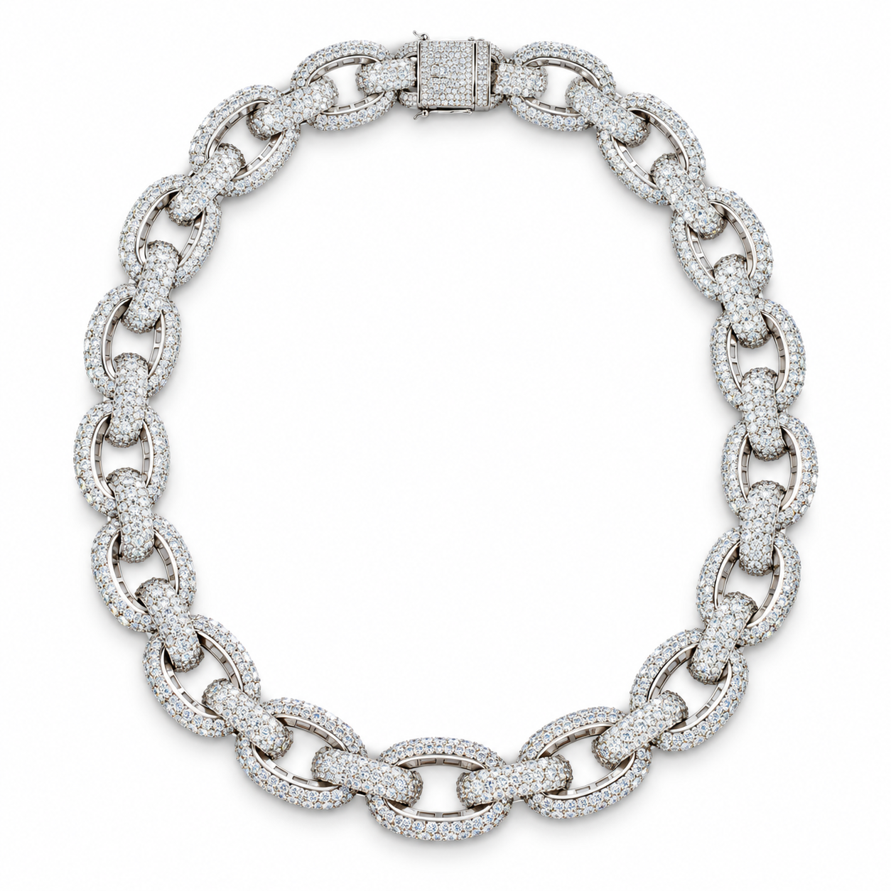 Iced Out Oval Link Chain Necklace | Custom Hip Hop Jewelry