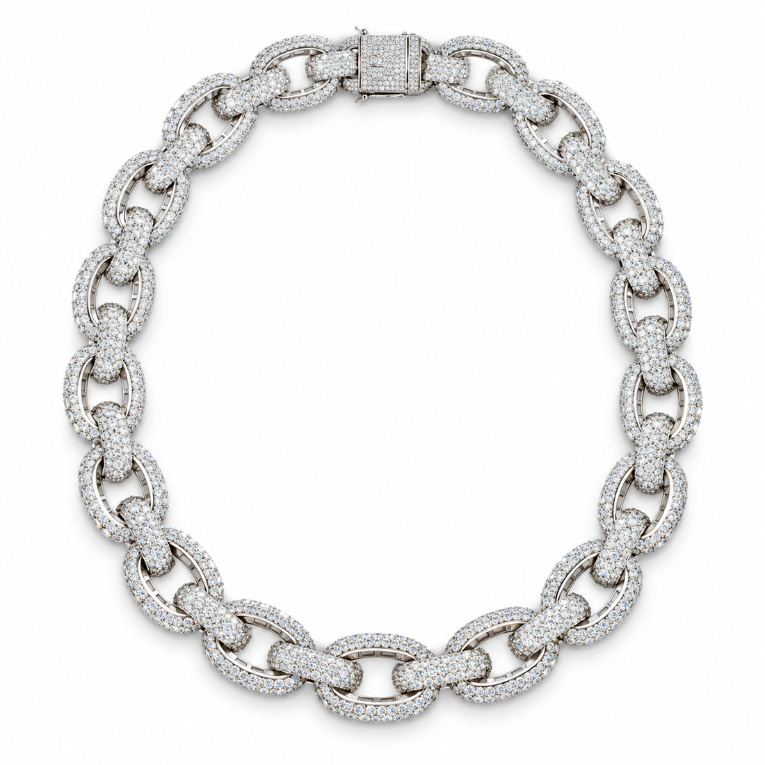 Iced Out Oval Link Chain Necklace | Custom Hip Hop Jewelry