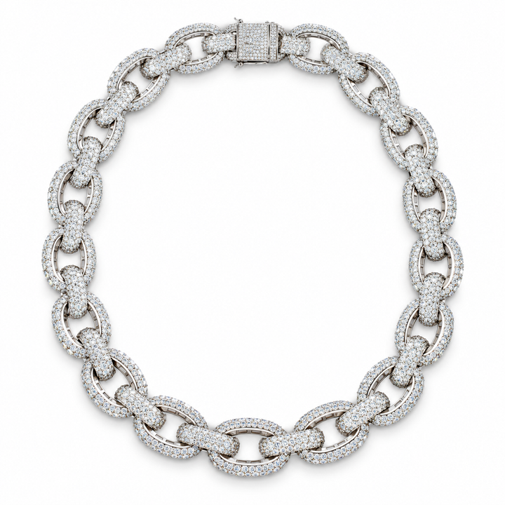 Iced Out Oval Link Chain Necklace | Custom Hip Hop Jewelry