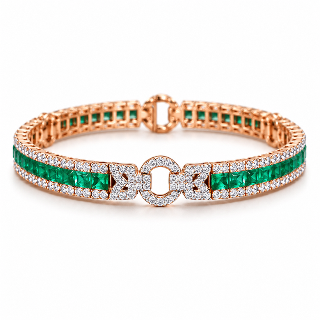 Custom Green Gemstone Geometric Bracelet | Made to Order