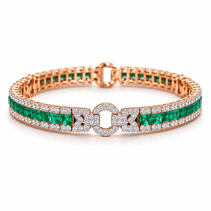 Custom Green Gemstone Geometric Bracelet | Made to Order