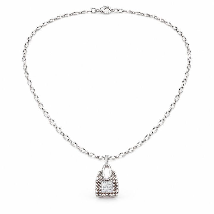 Pavé Handbag Charm White Gold Pendant Necklace