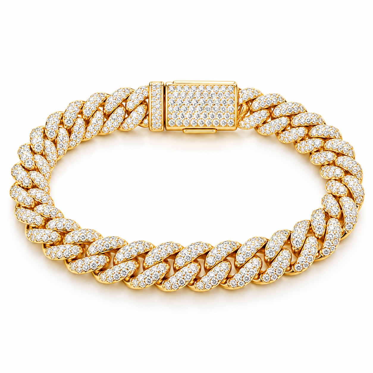 Iced Out Gold Cuban Link Bracelet | Custom Hip Hop Jewelry
