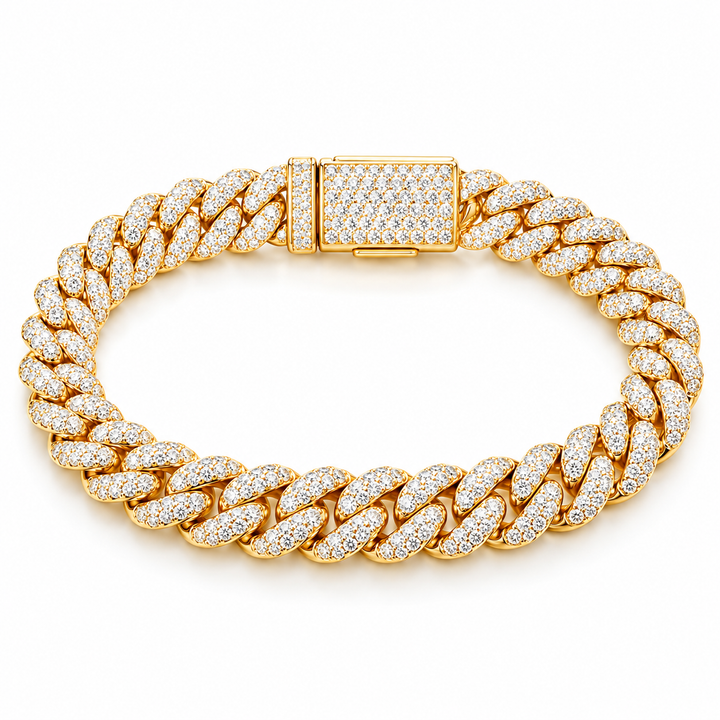Iced Out Gold Cuban Link Bracelet | Custom Hip Hop Jewelry