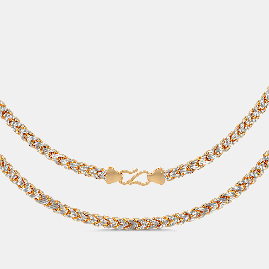 Two-Tone Textured Herringbone Weave Gold Chain