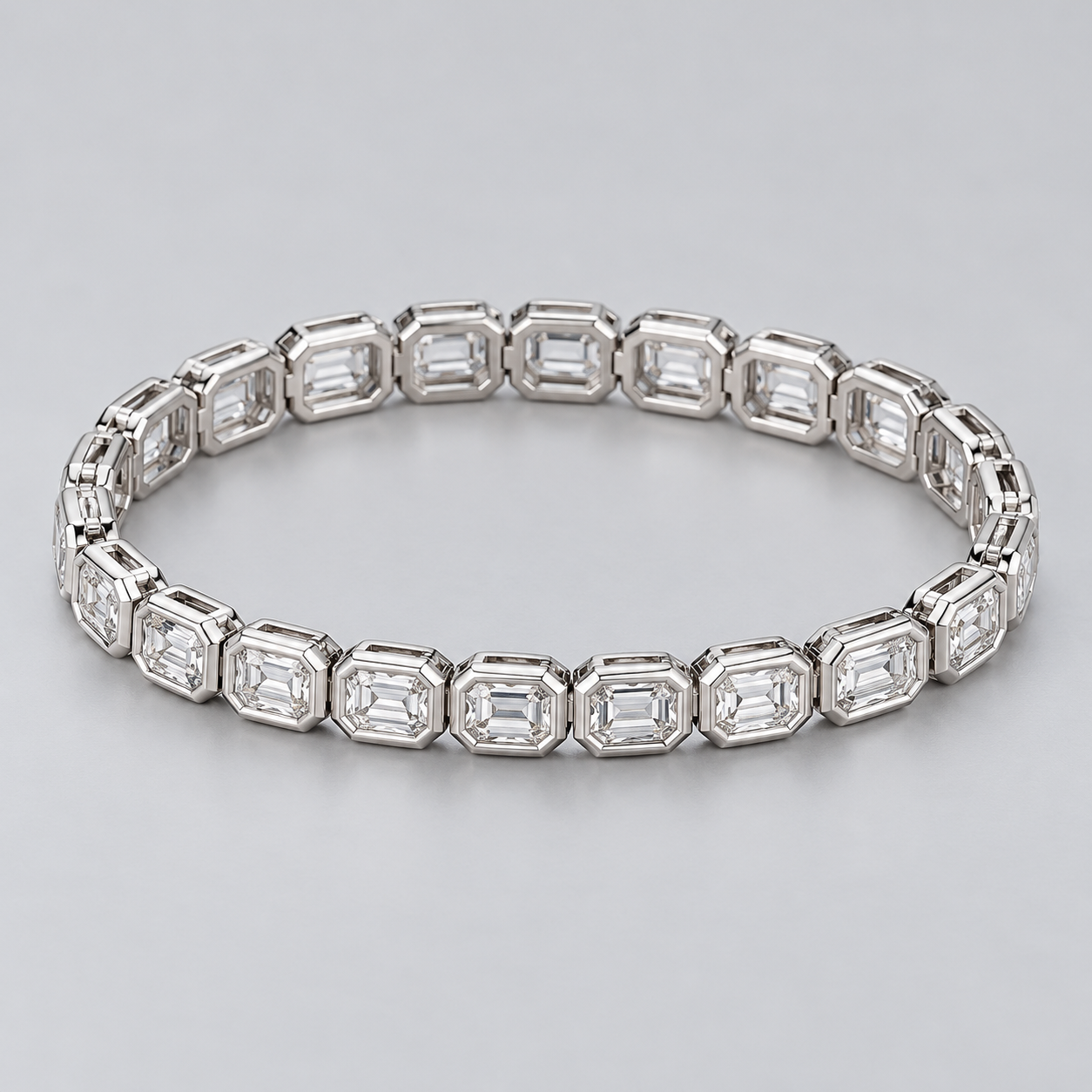 Silver-Tone Emerald-Cut Octagonal Frame Tennis Bracelet