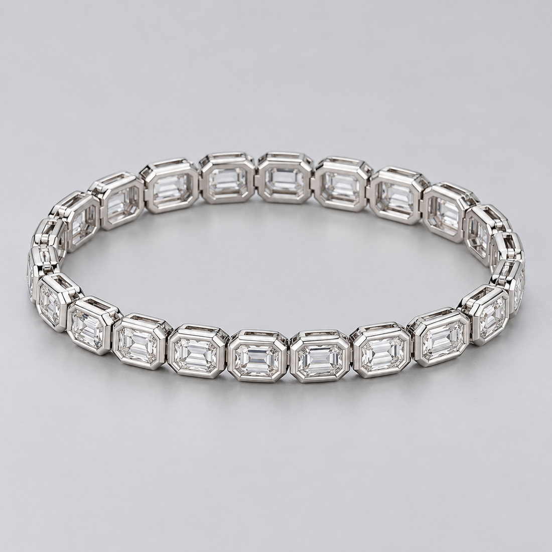 Silver-Tone Emerald-Cut Octagonal Frame Tennis Bracelet
