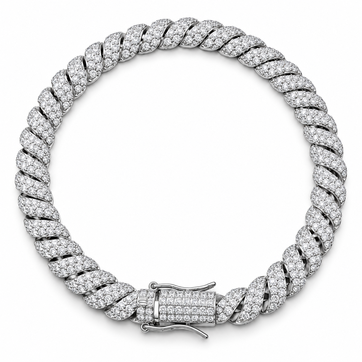 Custom Iced Out Twisted Cuban Link Chain Necklace