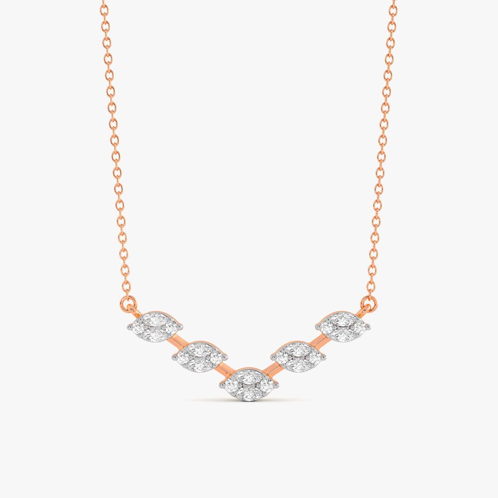 Marquise Chevron Bar Necklace