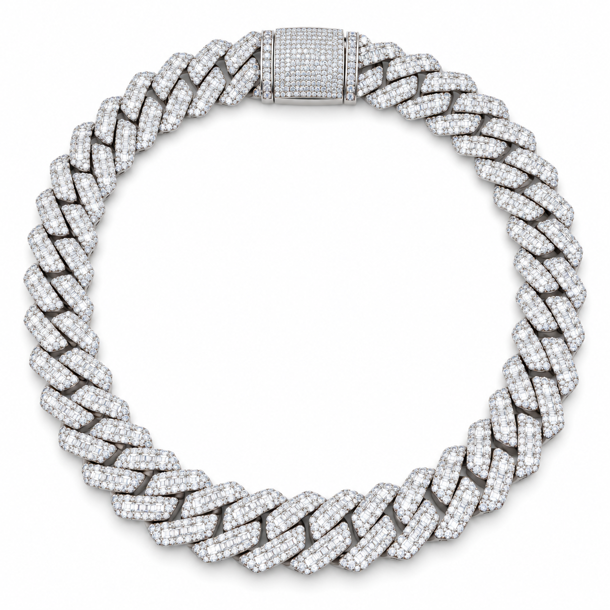 Custom Iced Out Baguette Cuban Link Chain Necklace