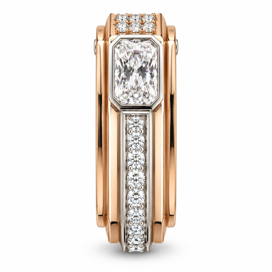Men’s Radiant Cut Two-Tone Statement Ring