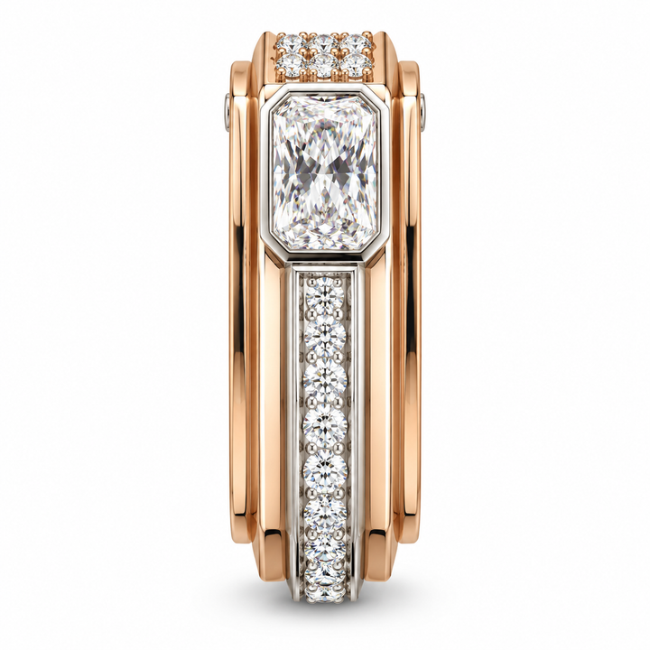 Men’s Radiant Cut Two-Tone Statement Ring
