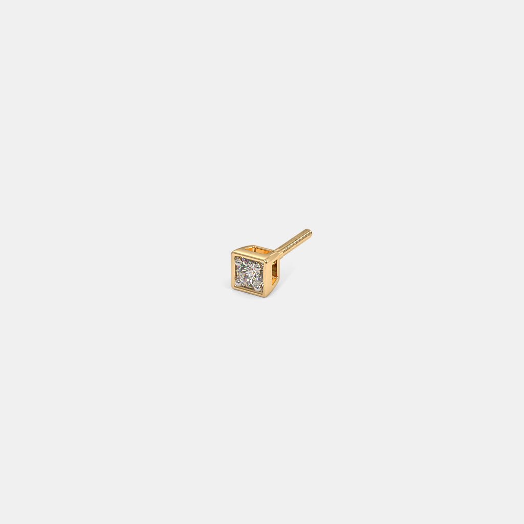 Solitaire Diamond Square Box Stud Earring