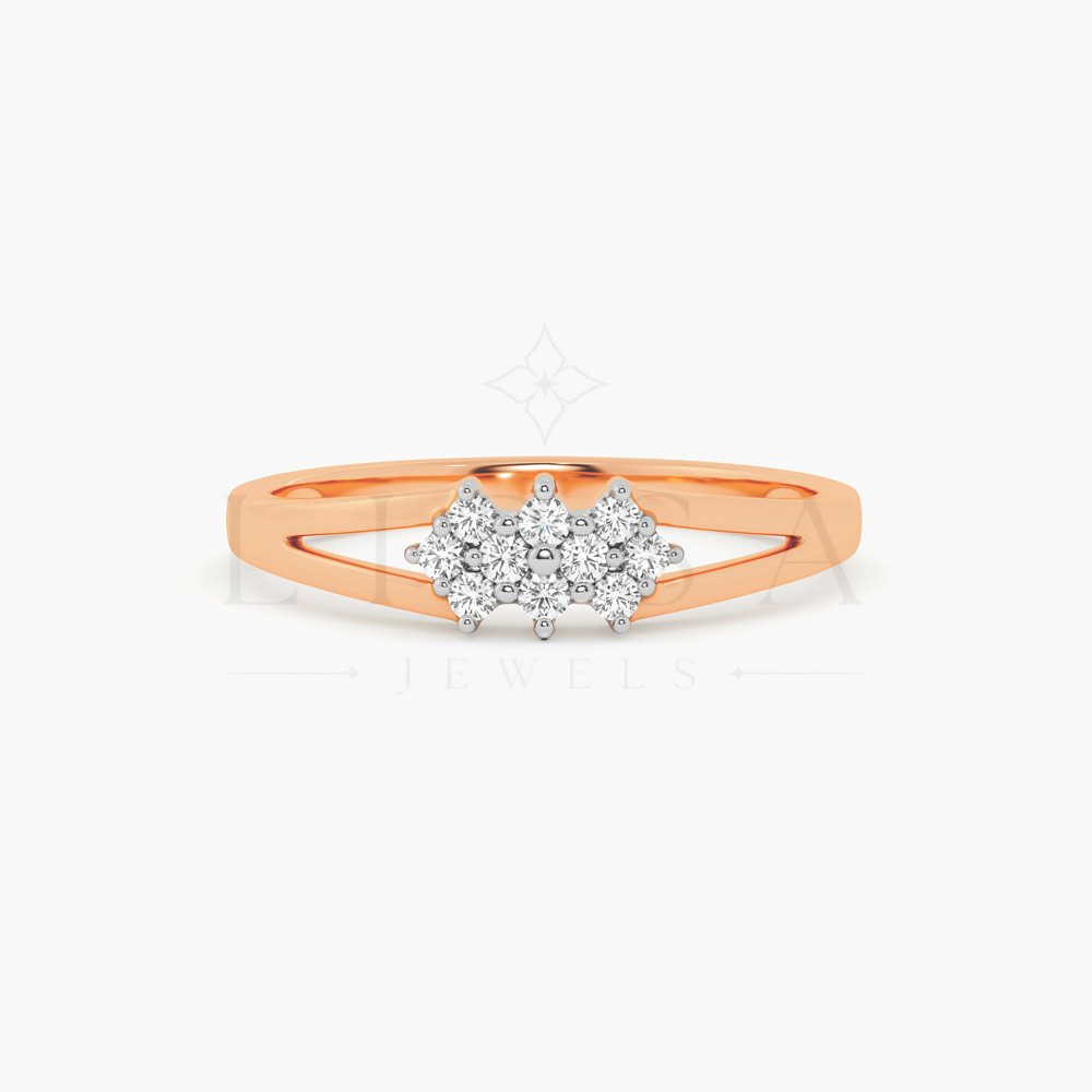 Split Shank Three Cluster Ring