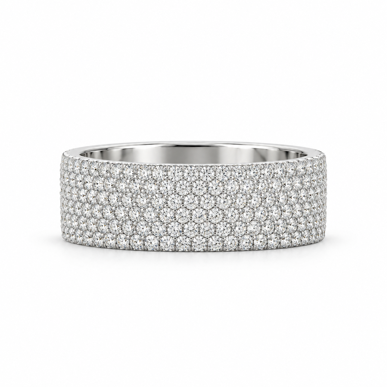 Men’s Brushed Finish Pavé Edge Wedding Band Ring