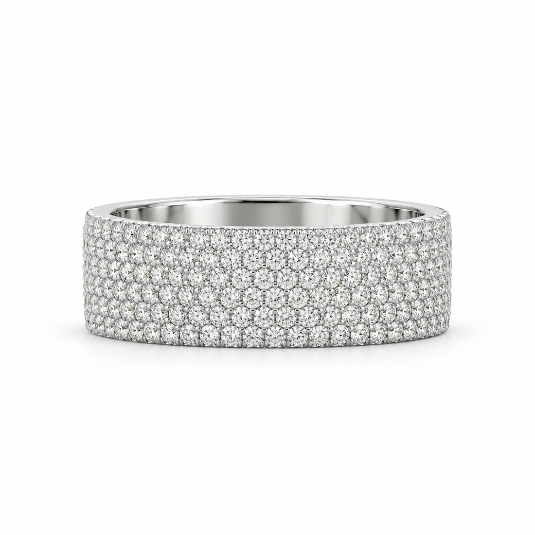 Men’s Brushed Finish Pavé Edge Wedding Band Ring