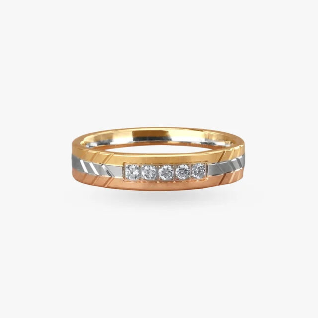 Tri-Tone Channel Set Five-Stone Band Ring