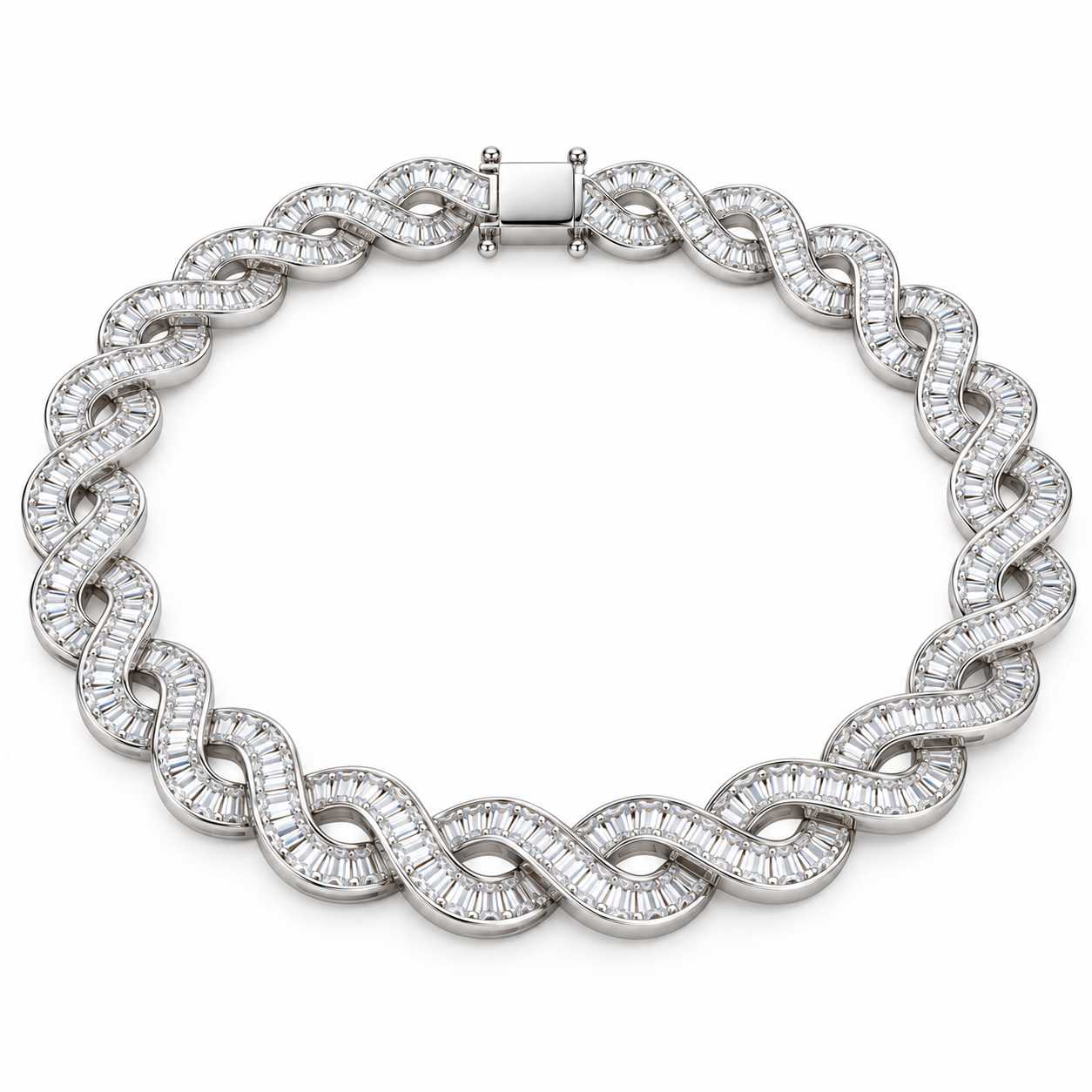 Custom Iced Out Baguette Infinity Link Chain Necklace