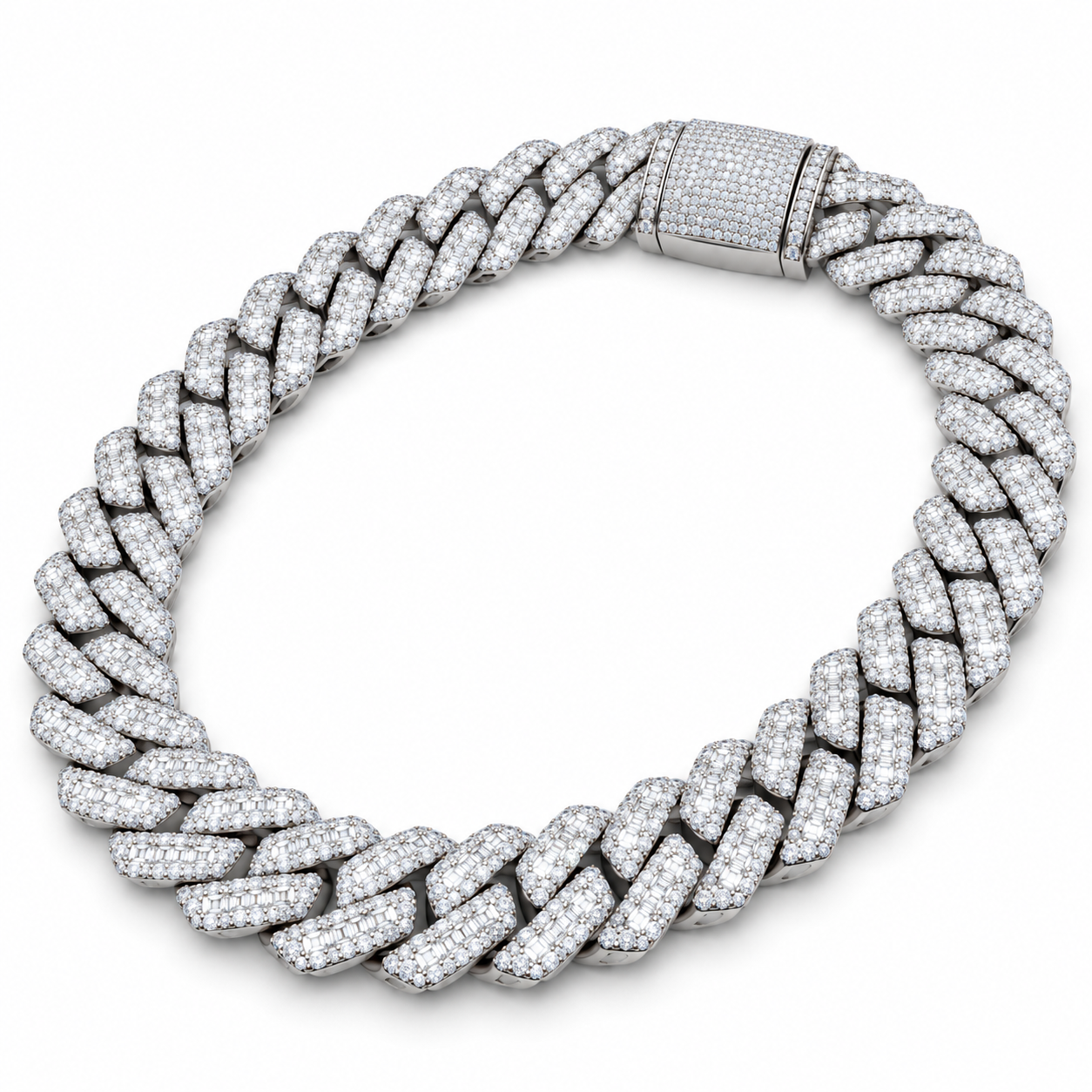 Custom Iced Out Baguette Cuban Link Chain Necklace